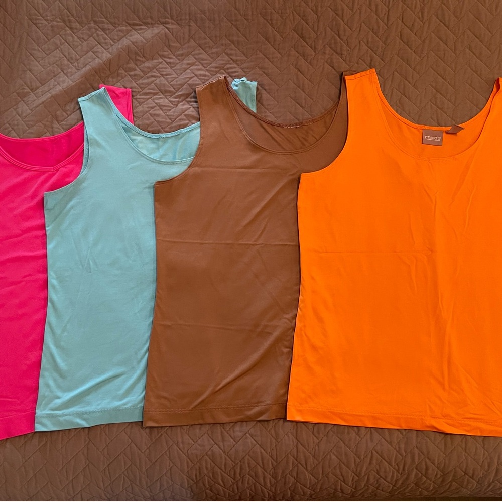 Chico's Pink and Blue Tank Tops Sleeveless Style